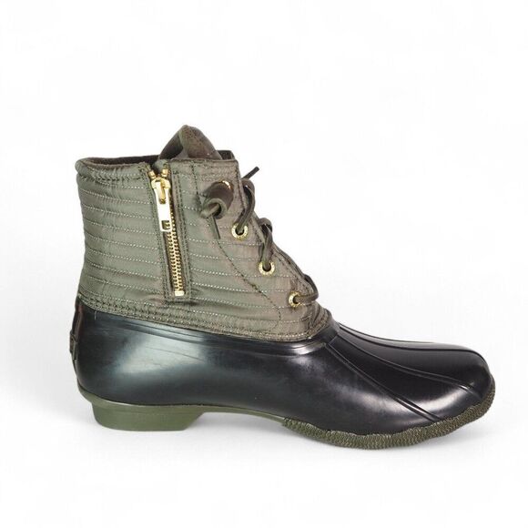 Sperry Saltwater Puff Quilted Pac Duck Boots Olive / Black STS8670 Women's 10 - Picture 7 of 11